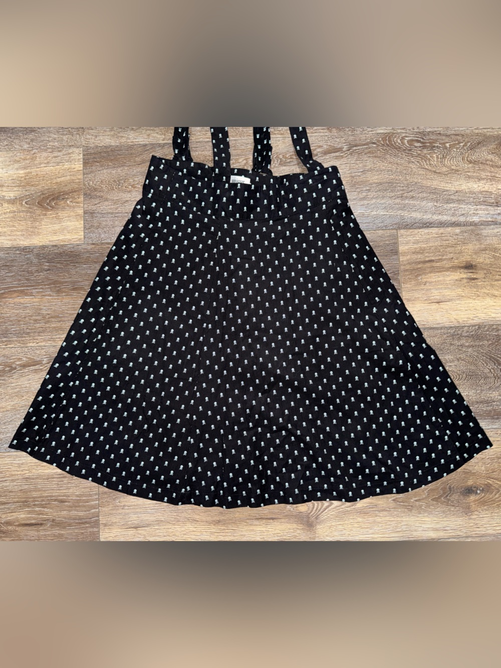 NWT🖤Unique Vintage 60s Black Crossbones Print Suspender Ruth Flare Skirt Large - Picture 3 of 15